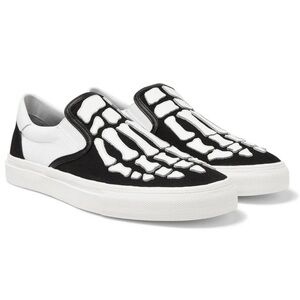 Amiri Mens Black White Skeleton Slip On Bones Low Top Flat Vans Sneakers 44 11